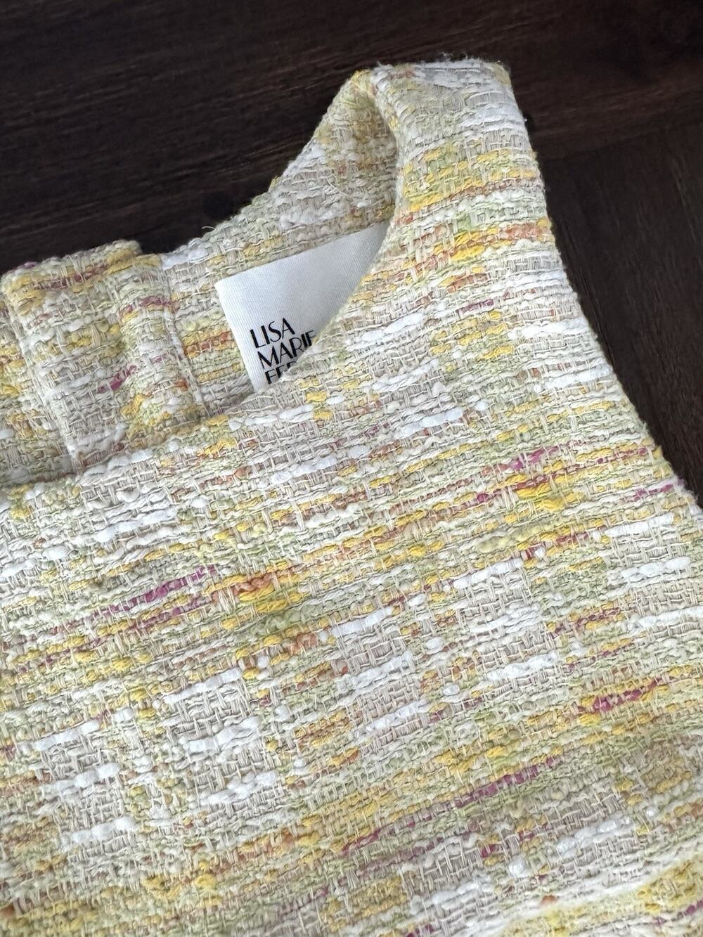 Lisa Marie Fernandez Sleeveless Shift Dress In Lemon Tweed Womens US 4 XS